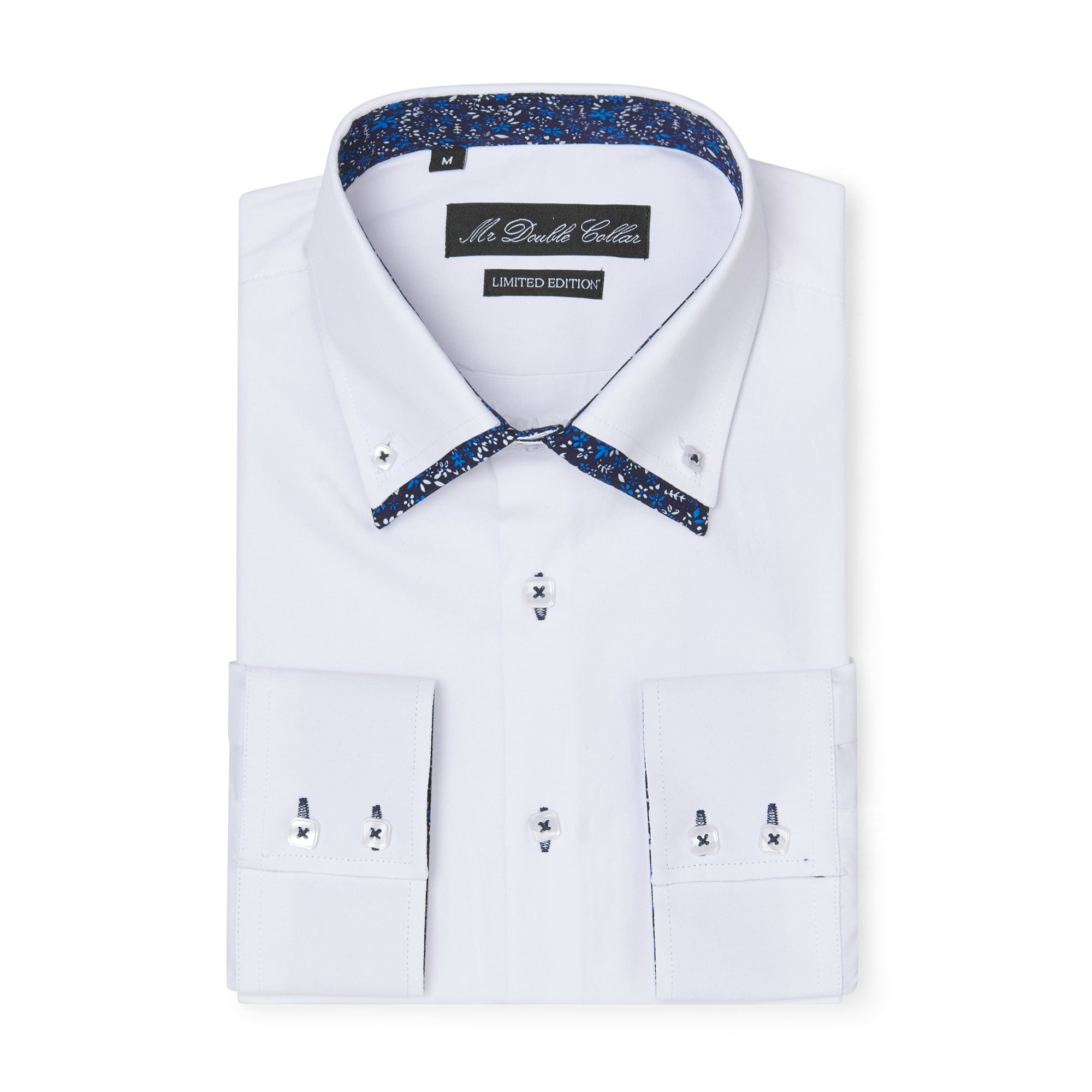 mens white shirt with floral collar