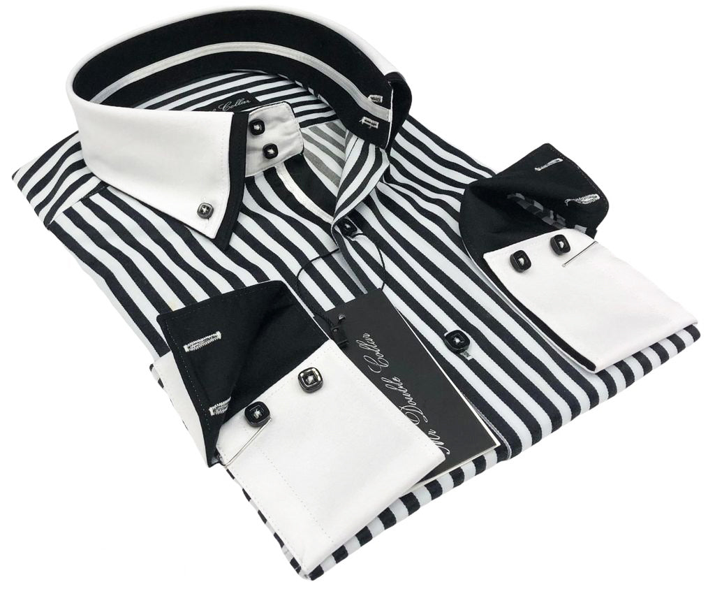 Mens black pinstripe outlet shirt